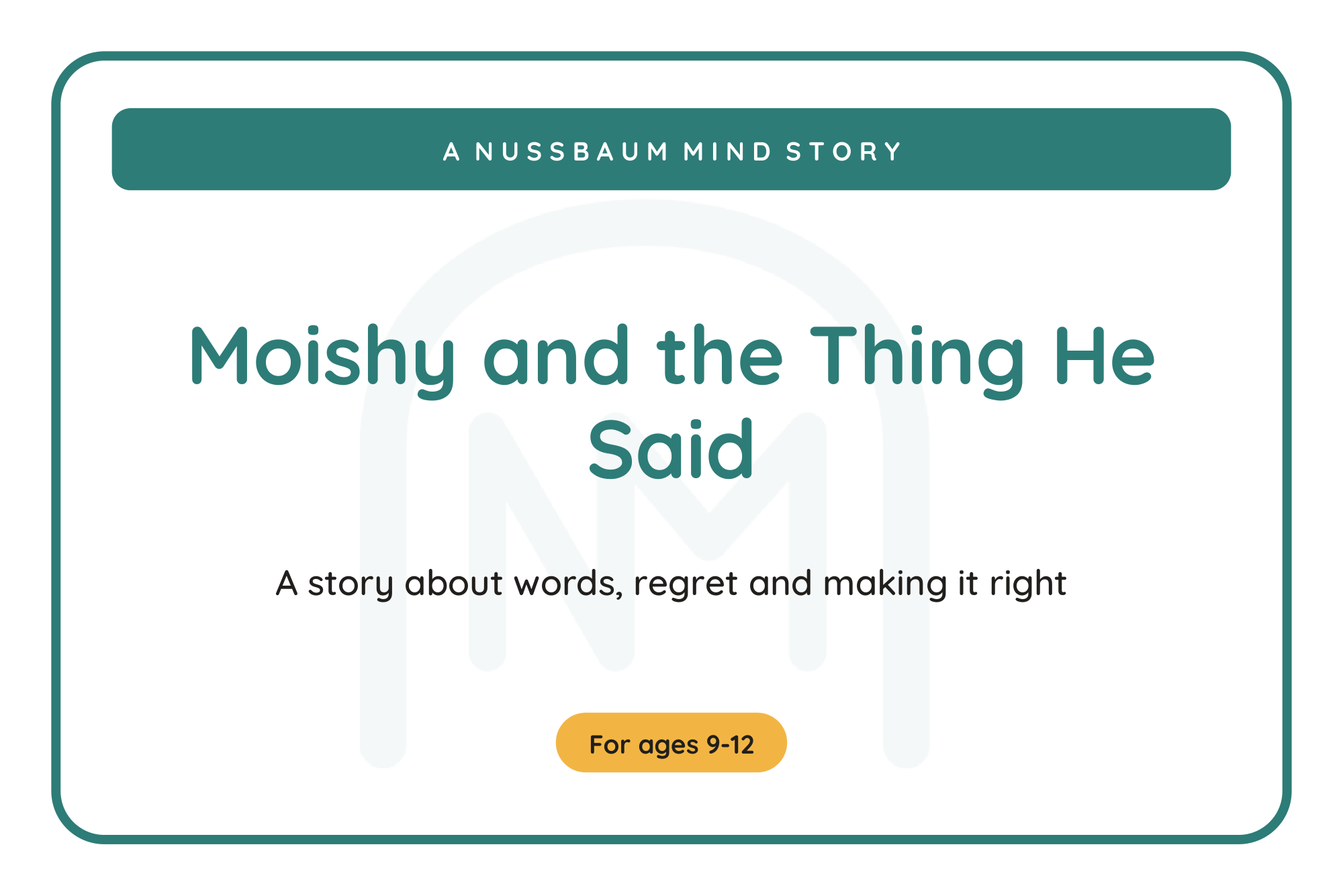 Moishy and the Thing He Said cover