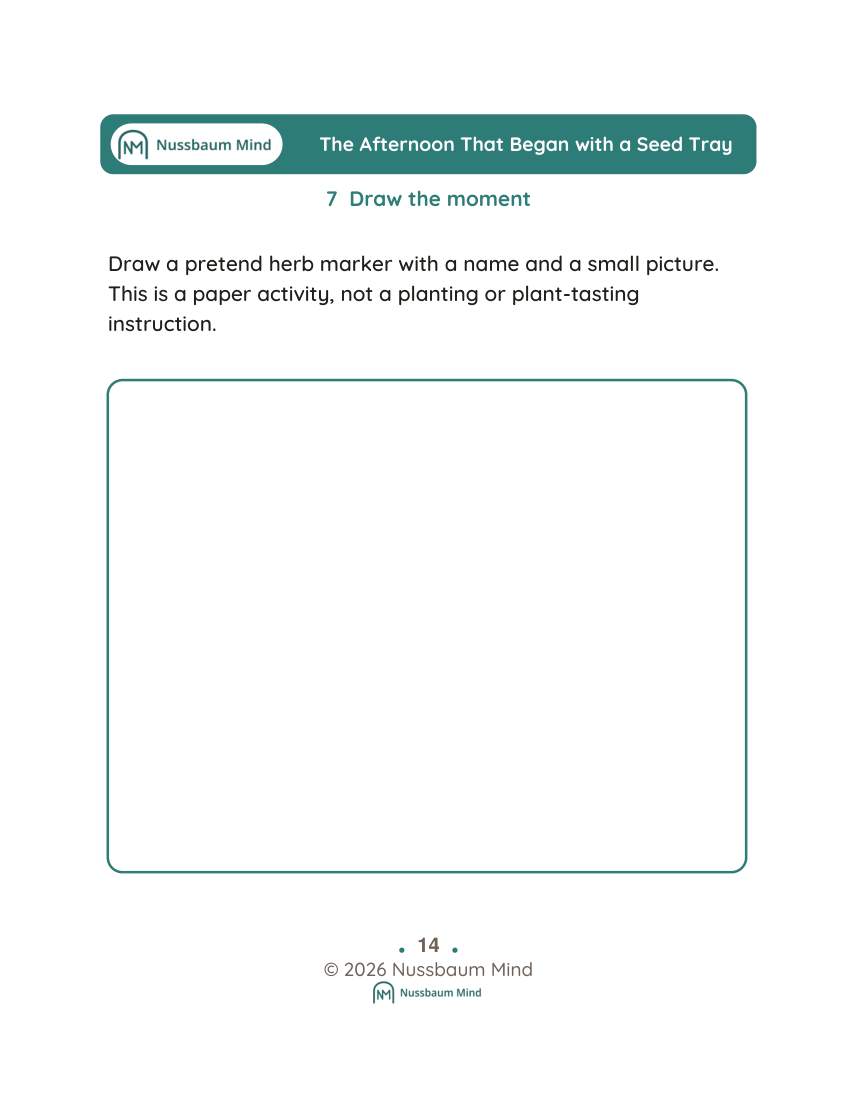 The Afternoon That Began with a Seed Tray activity page 7