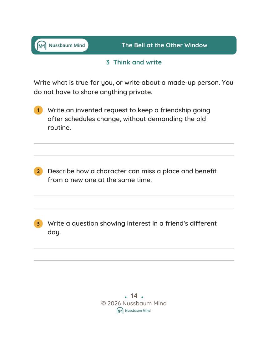 The Bell at the Other Window activity page 3