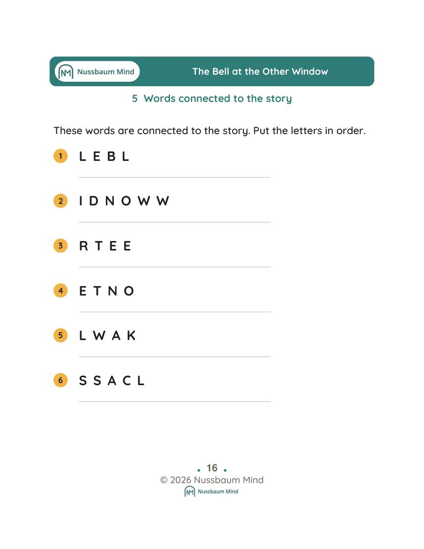 The Bell at the Other Window activity page 5