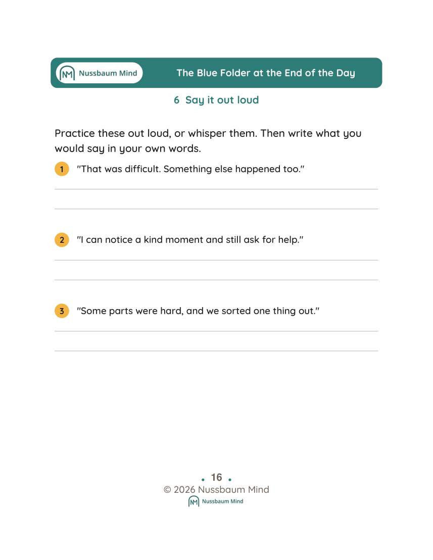 The Blue Folder at the End of the Day activity page 6