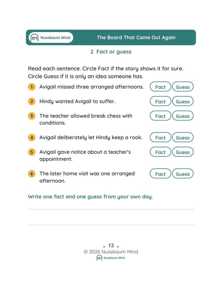 The Board That Came Out Again activity page 2