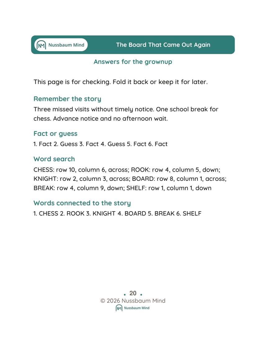 The Board That Came Out Again activity page 9