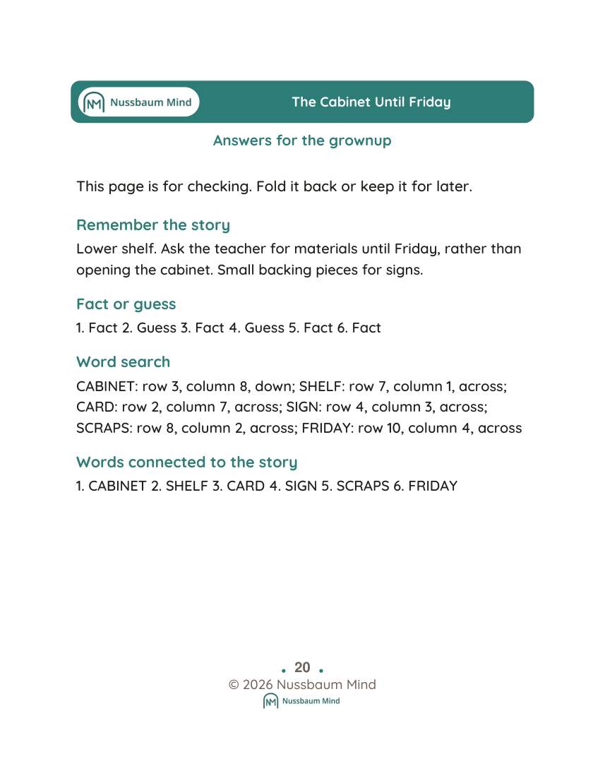 The Cabinet Until Friday activity page 9