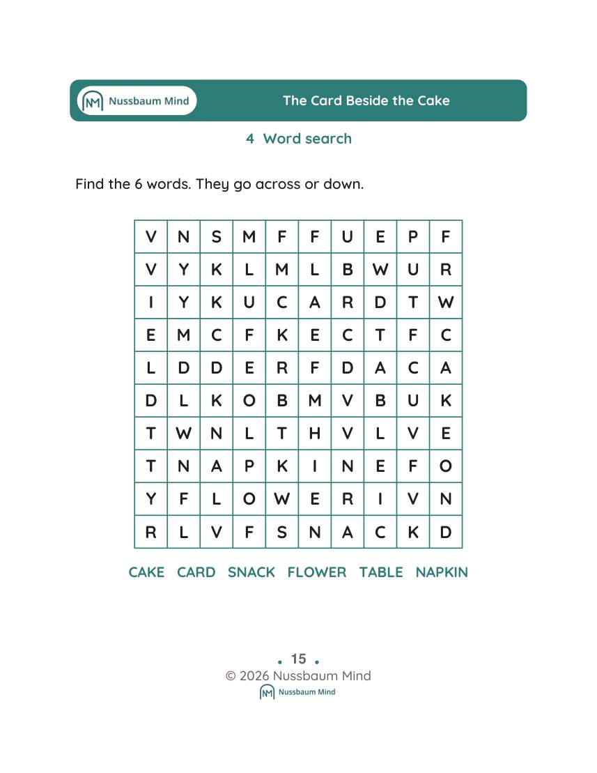 The Card Beside the Cake activity page 4