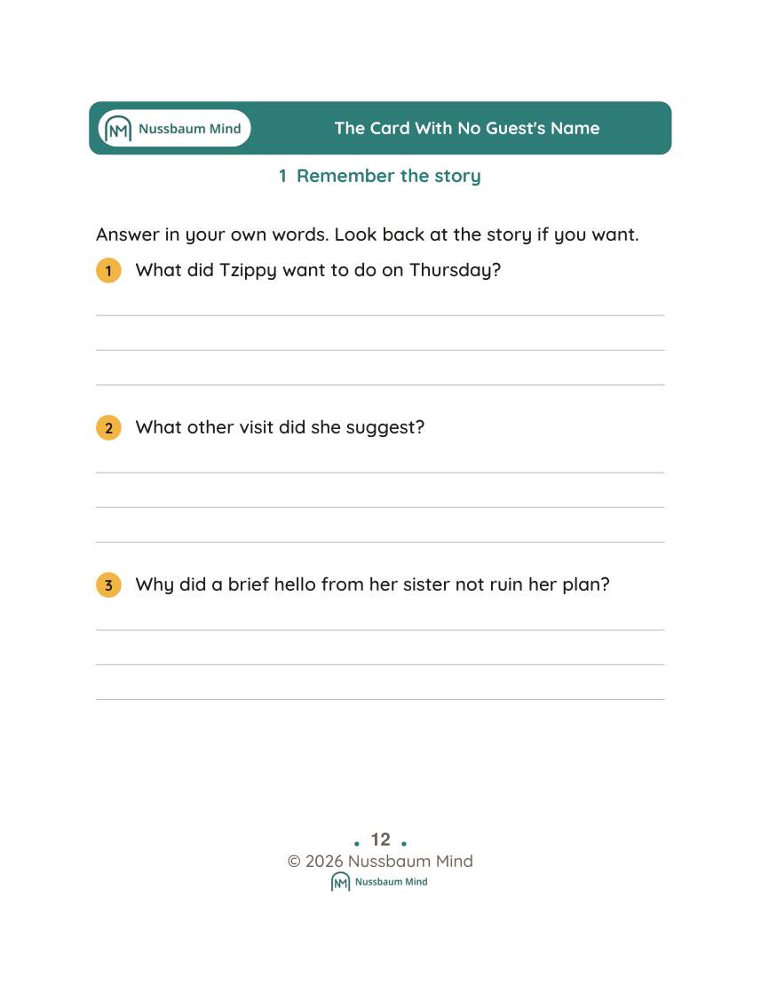 The Card With No Guests Name activity page 1