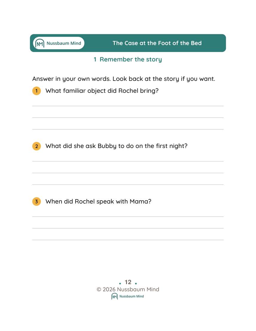 The Case at the Foot of the Bed activity page 1