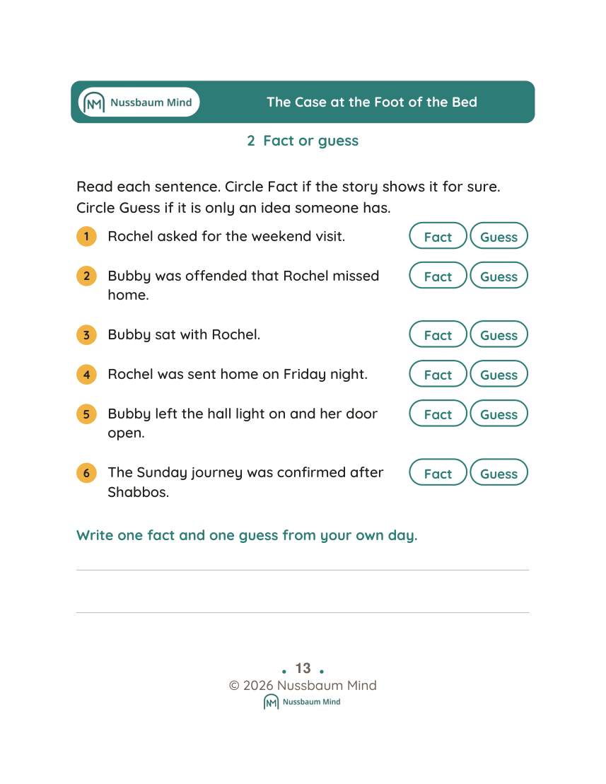 The Case at the Foot of the Bed activity page 2