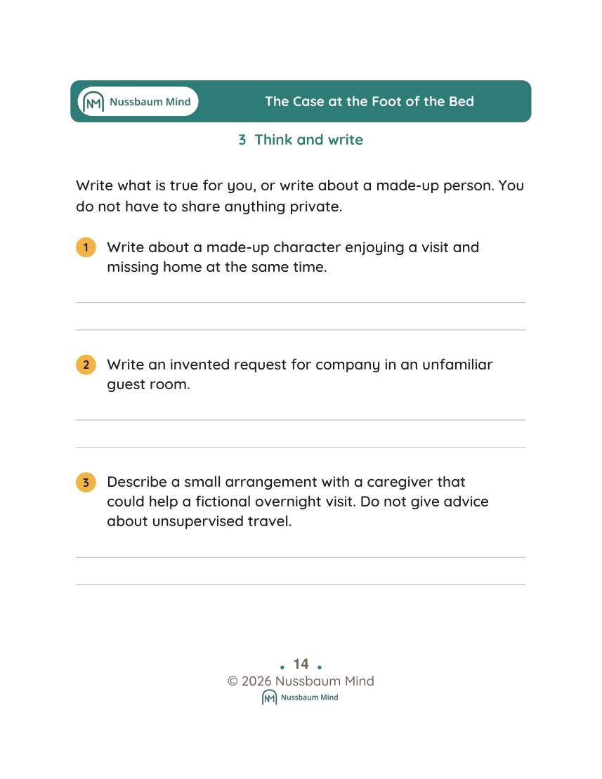 The Case at the Foot of the Bed activity page 3