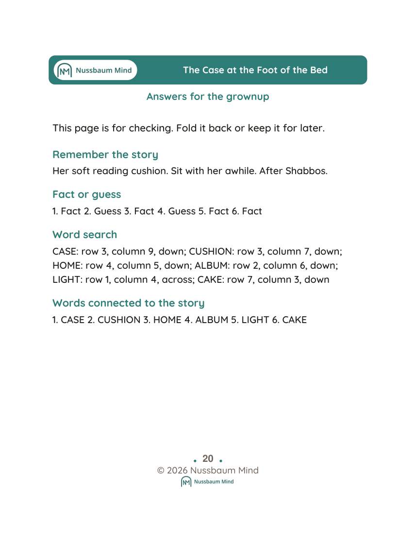 The Case at the Foot of the Bed activity page 9