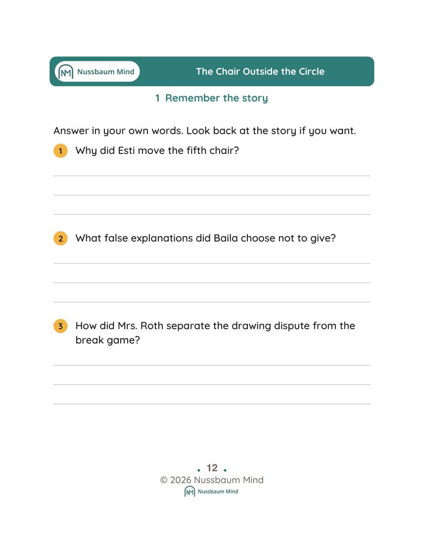 The Chair Outside the Circle activity page 1