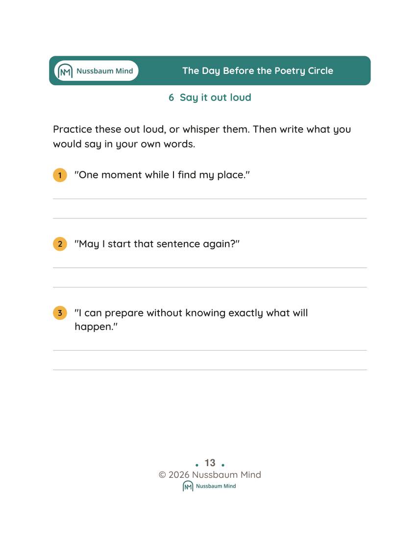 The Day Before the Poetry Circle activity page 6