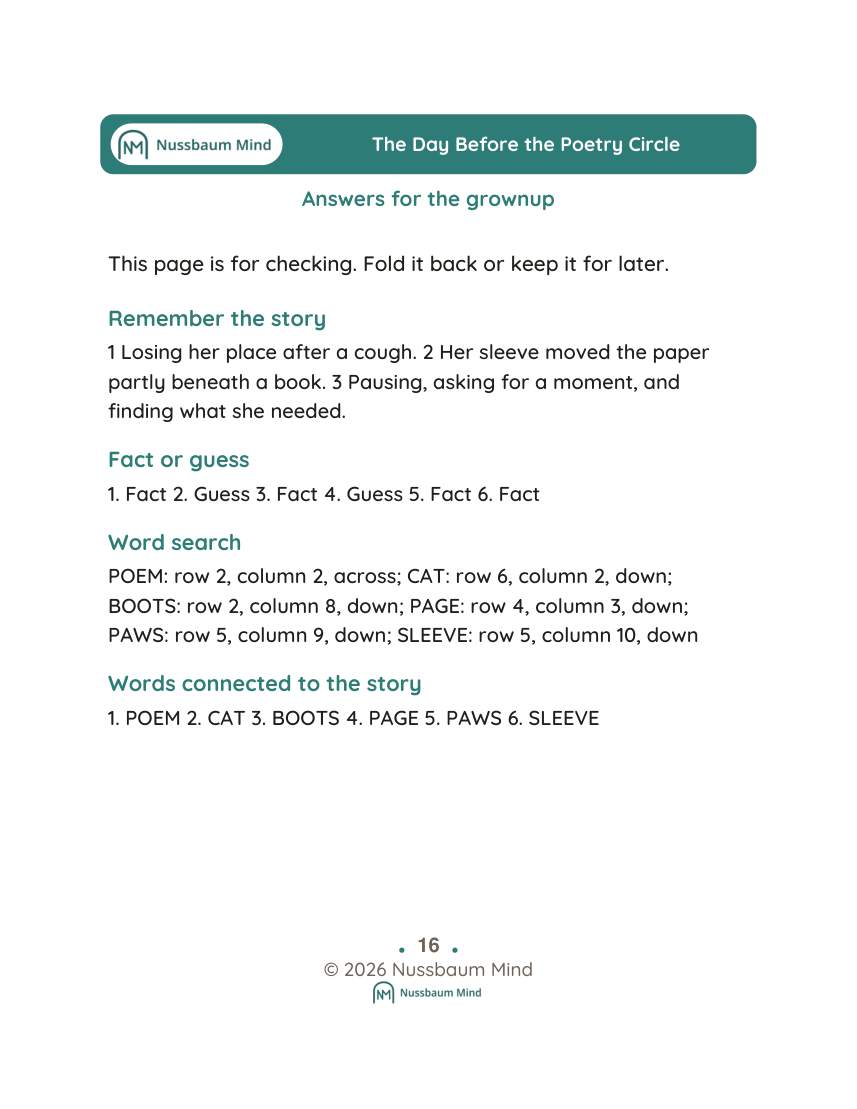 The Day Before the Poetry Circle activity page 9