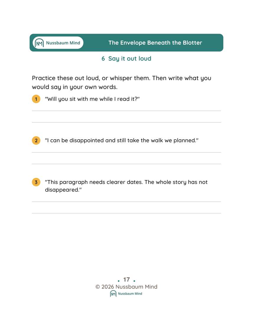The Envelope Beneath the Blotter activity page 6