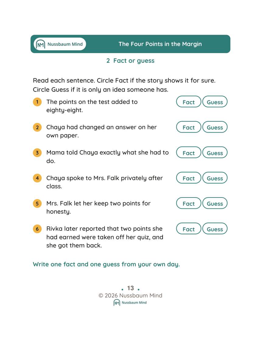 The Four Points in the Margin activity page 2