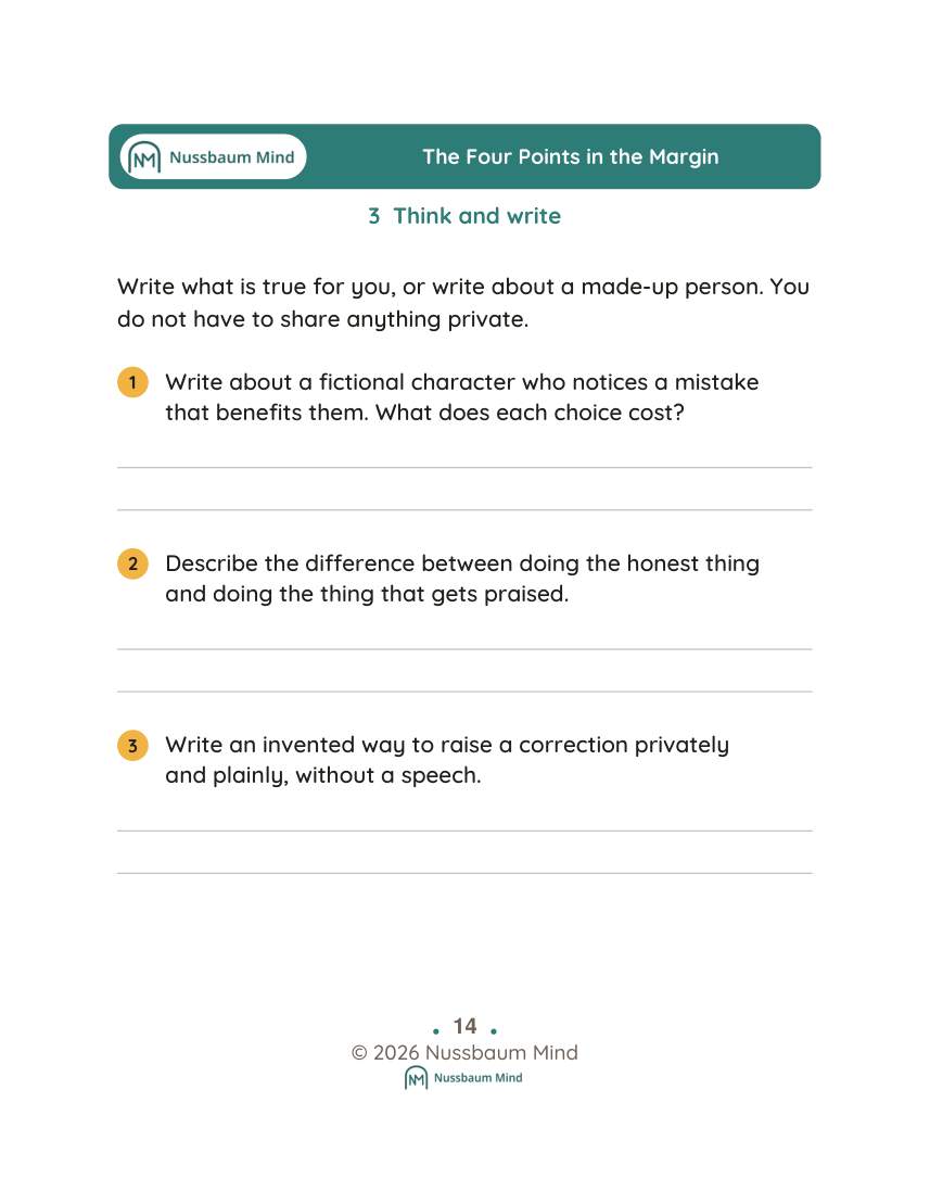 The Four Points in the Margin activity page 3