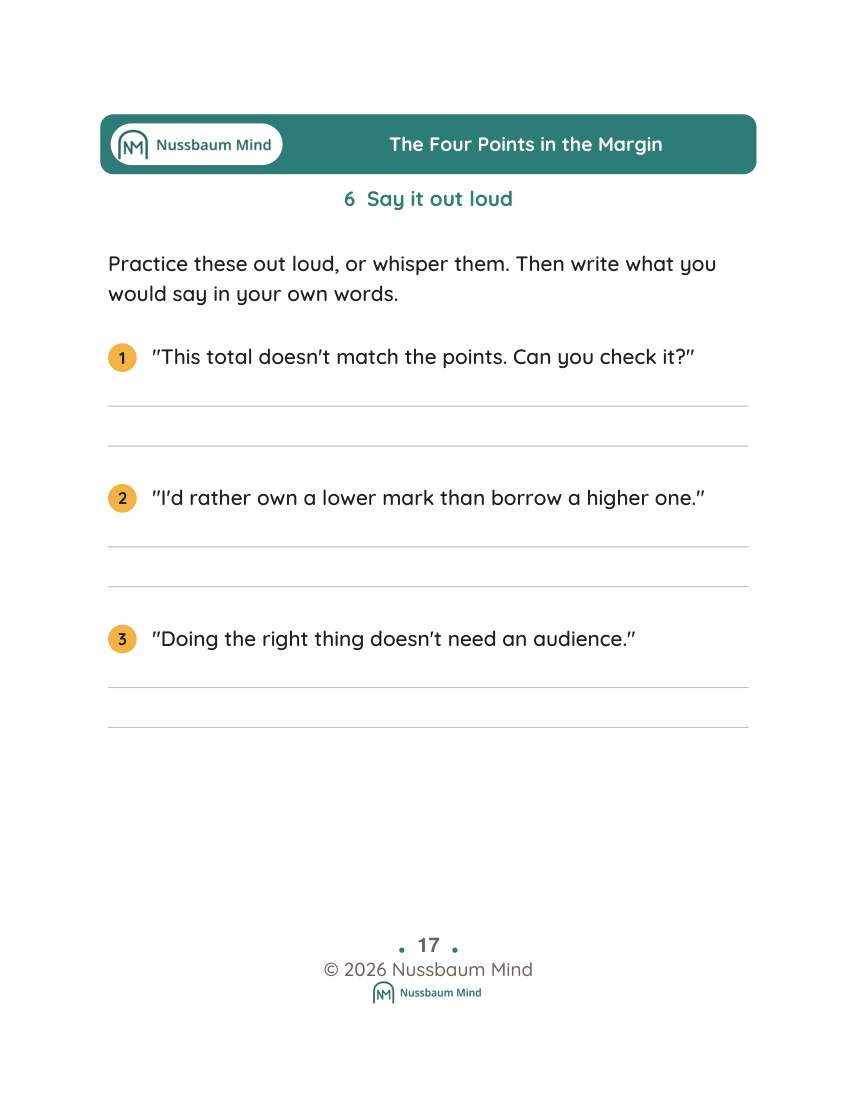 The Four Points in the Margin activity page 6