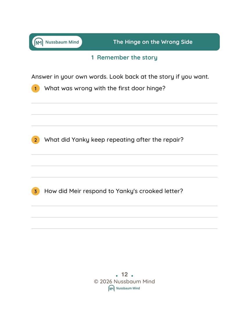 The Hinge on the Wrong Side activity page 1