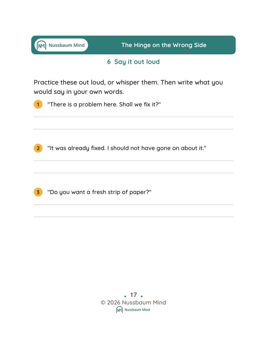The Hinge on the Wrong Side activity page 6