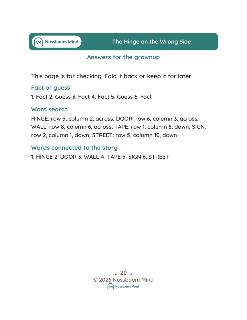 The Hinge on the Wrong Side activity page 9