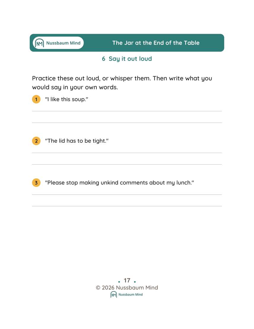 The Jar at the End of the Table activity page 6