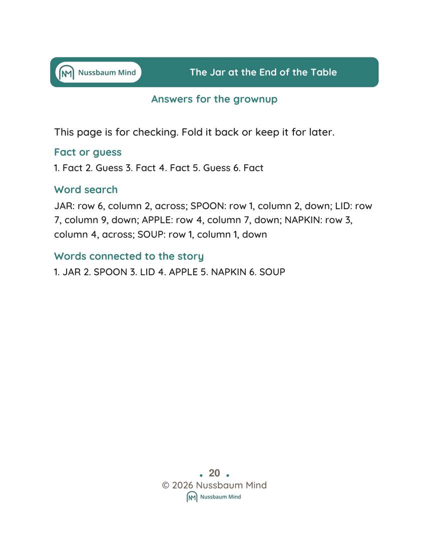 The Jar at the End of the Table activity page 9