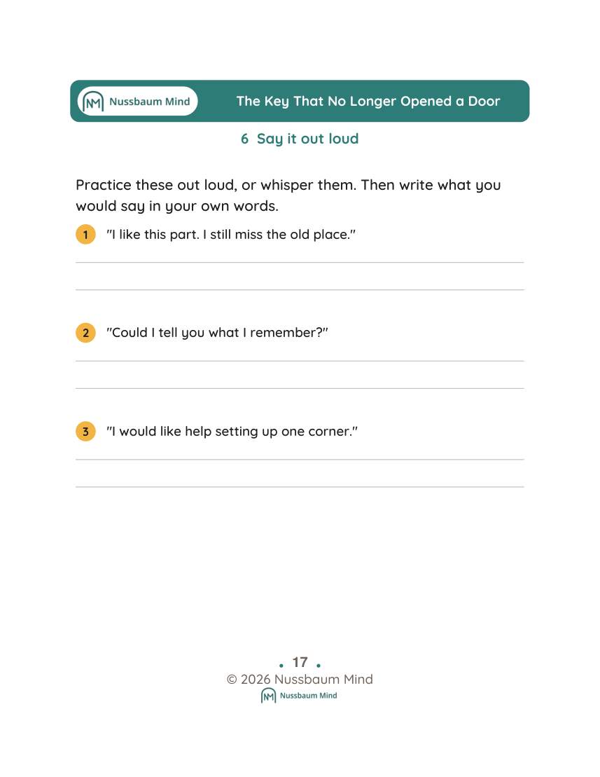 The Key That No Longer Opened a Door activity page 6