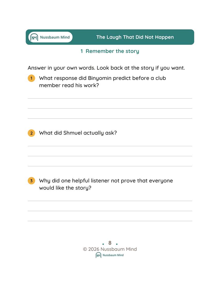 The Laugh That Did Not Happen activity page 1