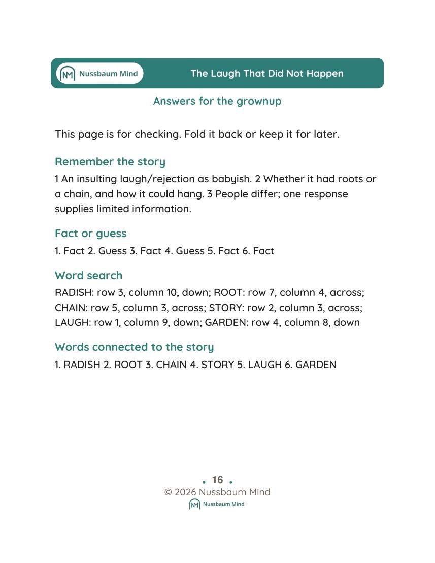 The Laugh That Did Not Happen activity page 9