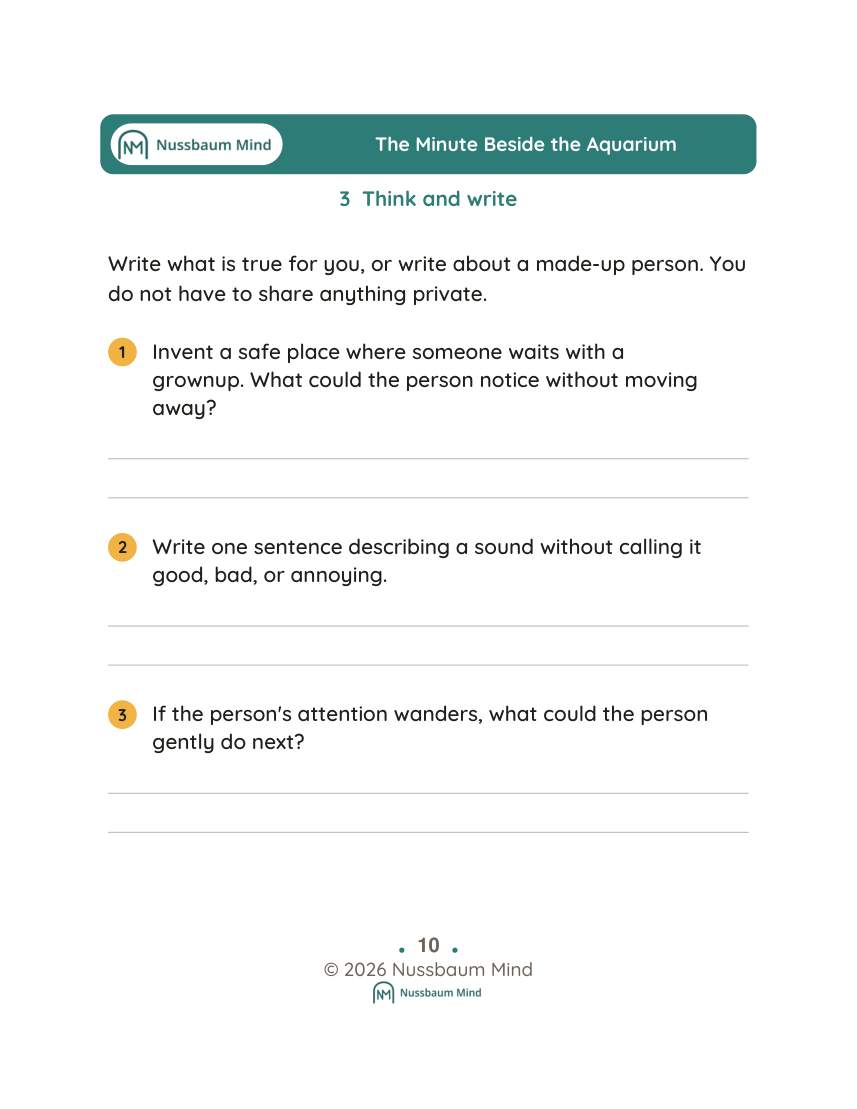 The Minute Beside the Aquarium activity page 3