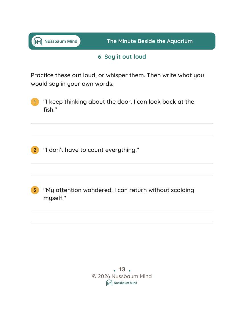 The Minute Beside the Aquarium activity page 6