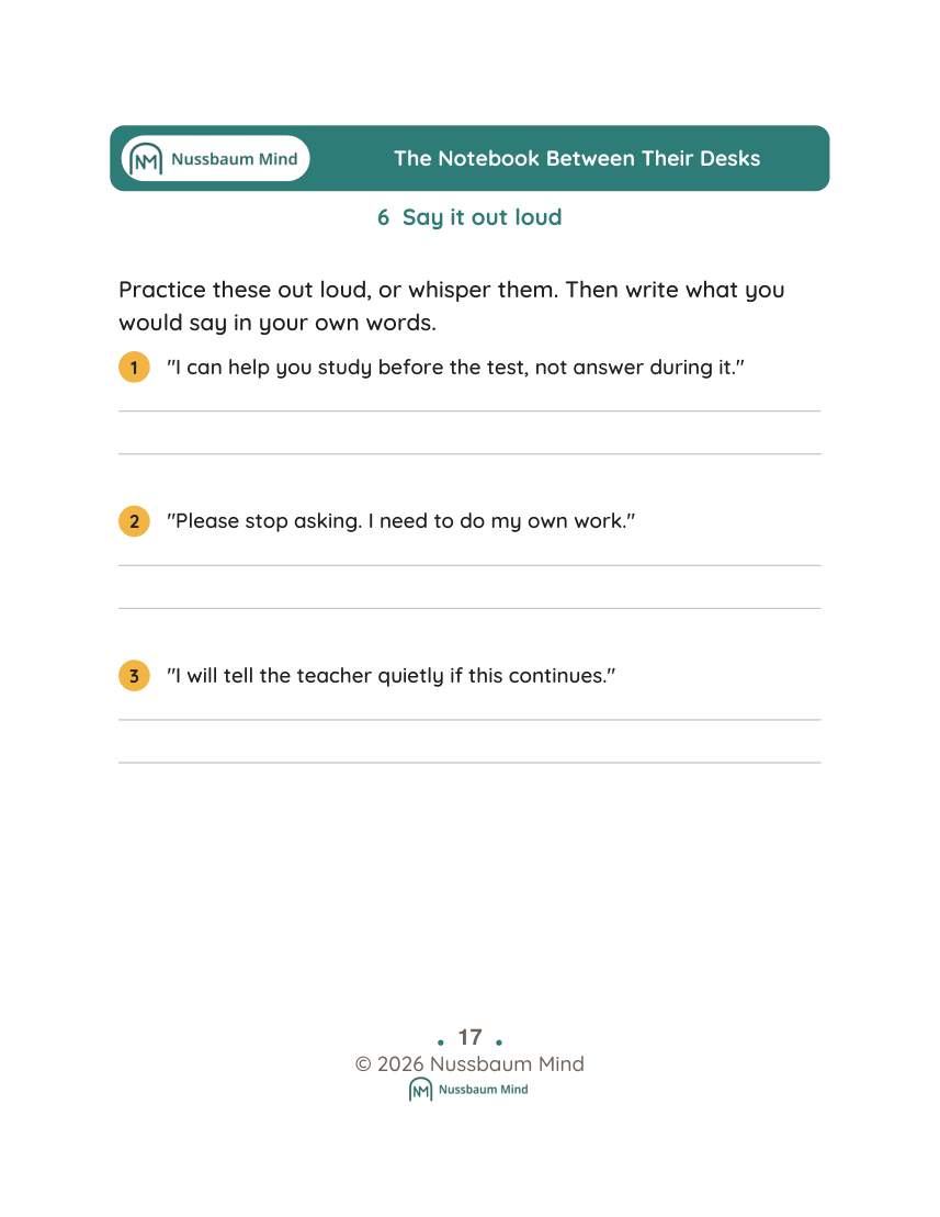 The Notebook Between Their Desks activity page 6