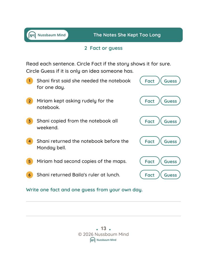 The Notes She Kept Too Long activity page 2