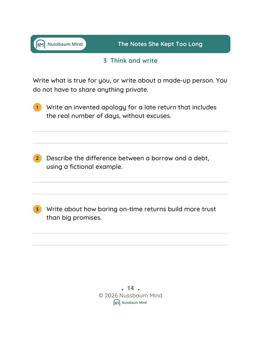 The Notes She Kept Too Long activity page 3