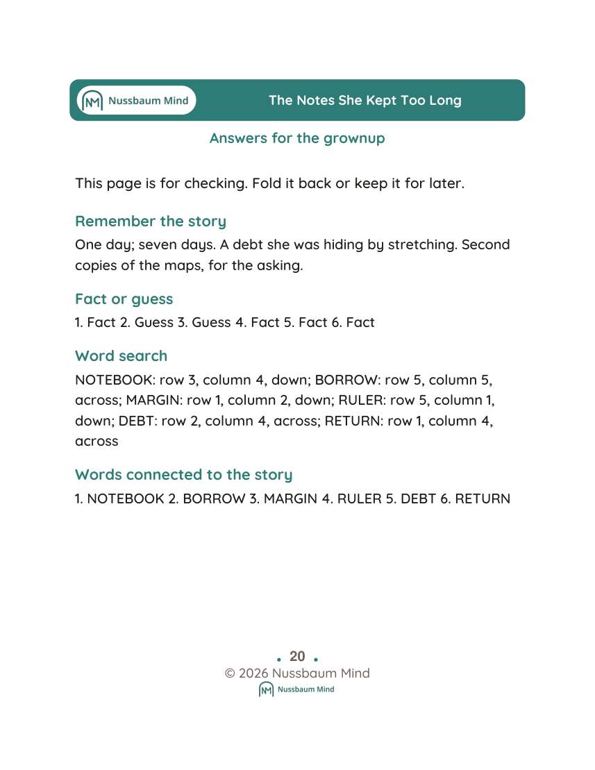 The Notes She Kept Too Long activity page 9