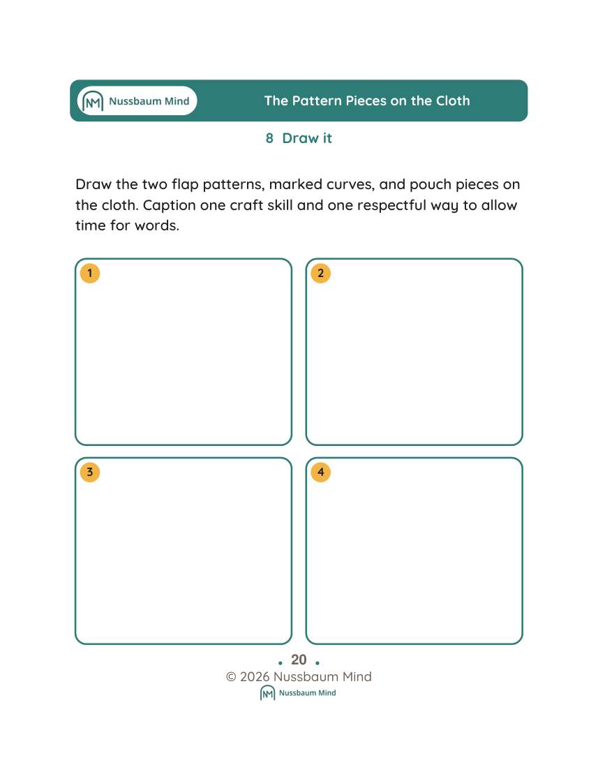 The Pattern Pieces on the Cloth activity page 8