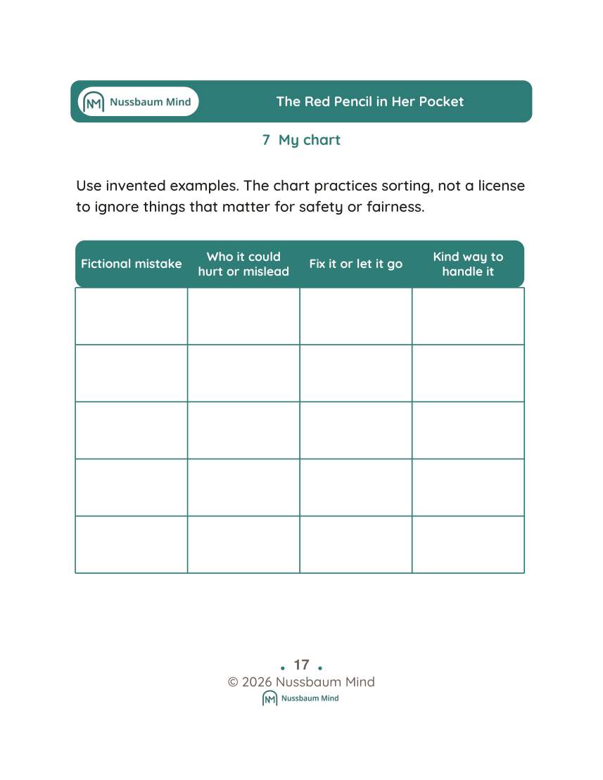 The Red Pencil in Her Pocket activity page 7