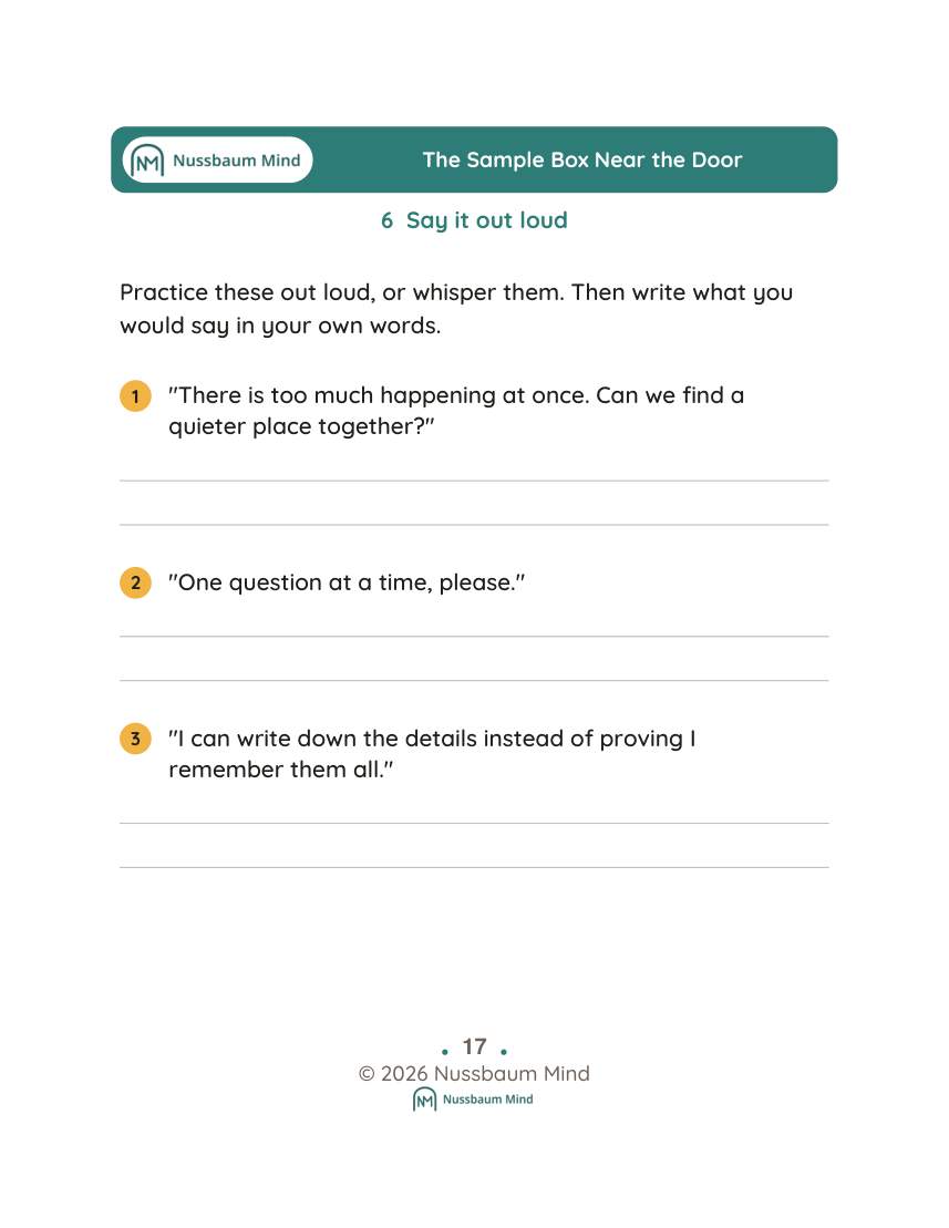 The Sample Box Near the Door activity page 6