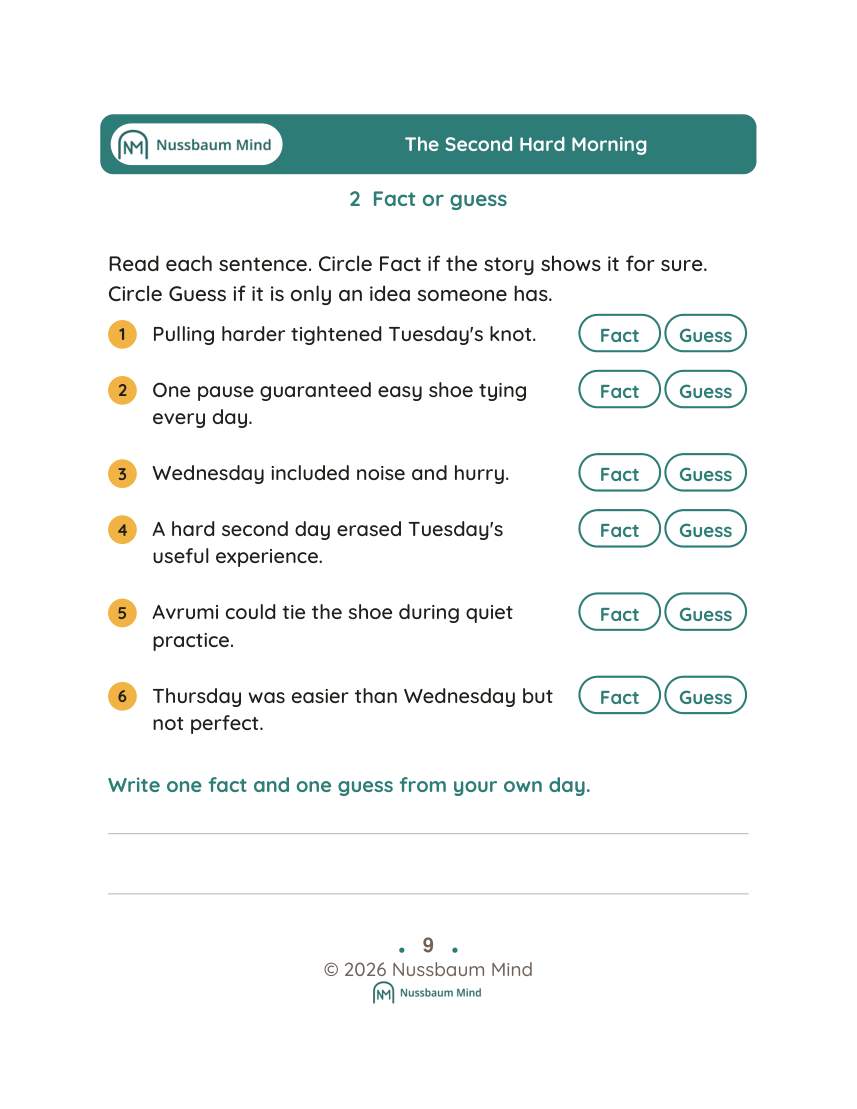 The Second Hard Morning activity page 2