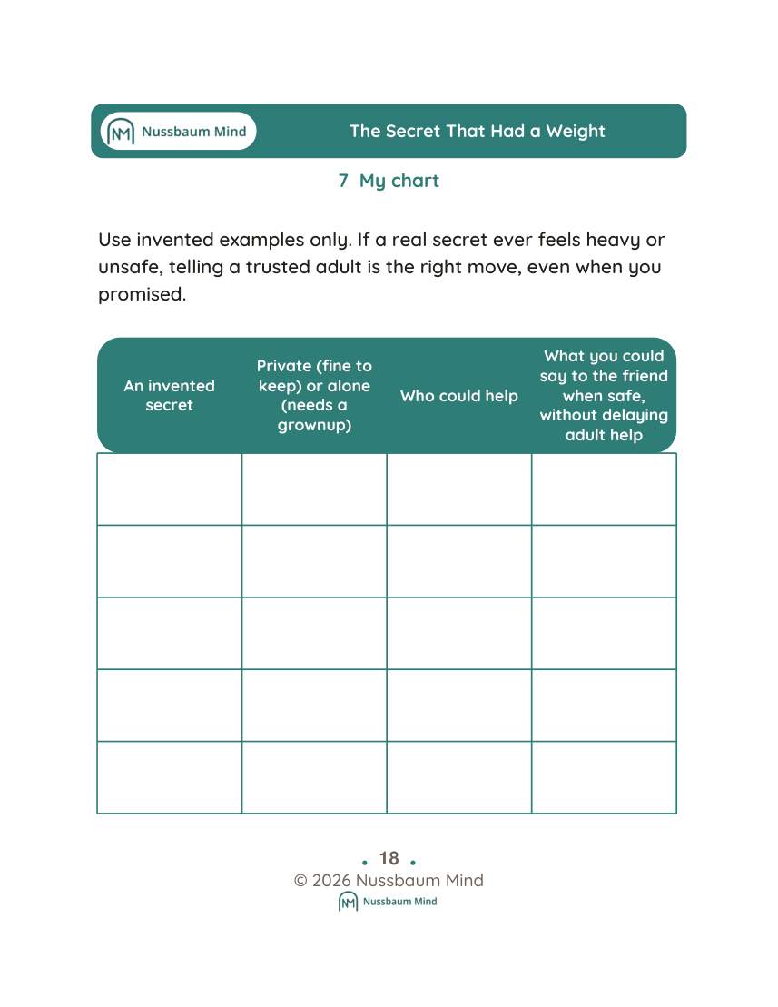 The Secret That Had a Weight activity page 7