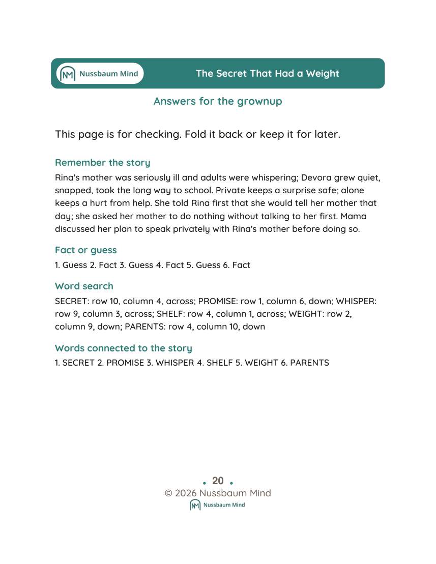 The Secret That Had a Weight activity page 9