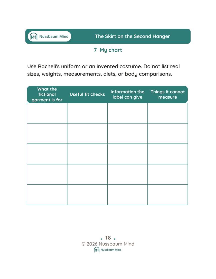 The Skirt on the Second Hanger activity page 7
