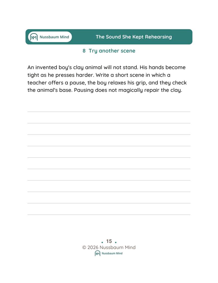 The Sound She Kept Rehearsing activity page 8