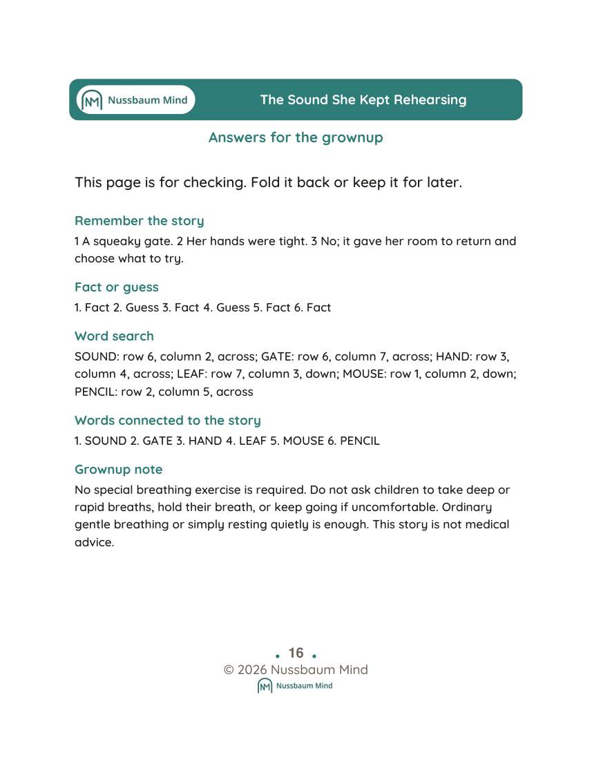 The Sound She Kept Rehearsing activity page 9