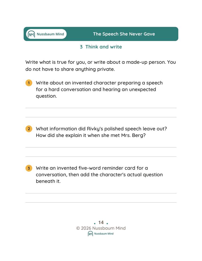 The Speech She Never Gave activity page 3