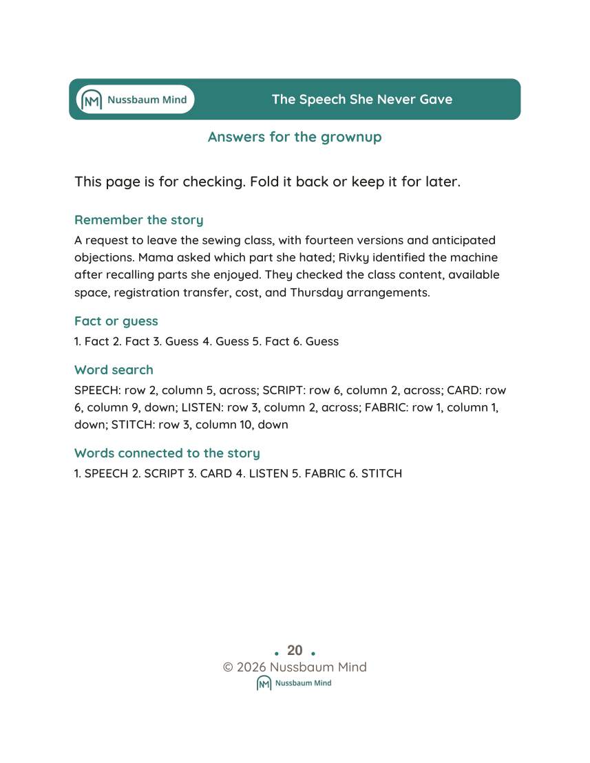 The Speech She Never Gave activity page 9