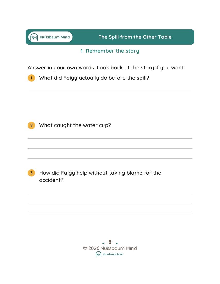 The Spill from the Other Table activity page 1