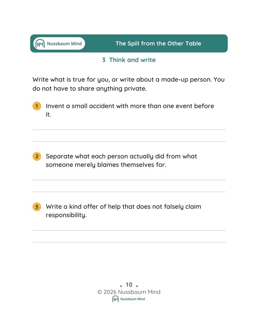 The Spill from the Other Table activity page 3
