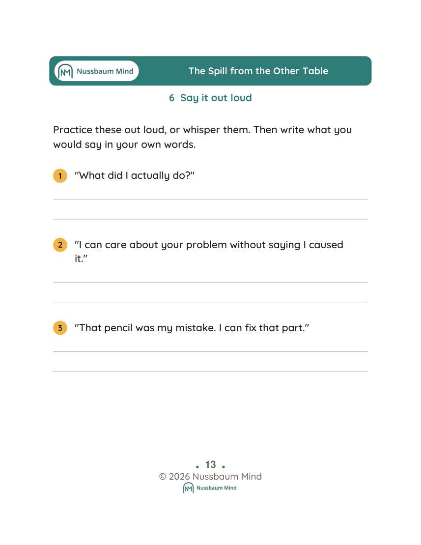 The Spill from the Other Table activity page 6
