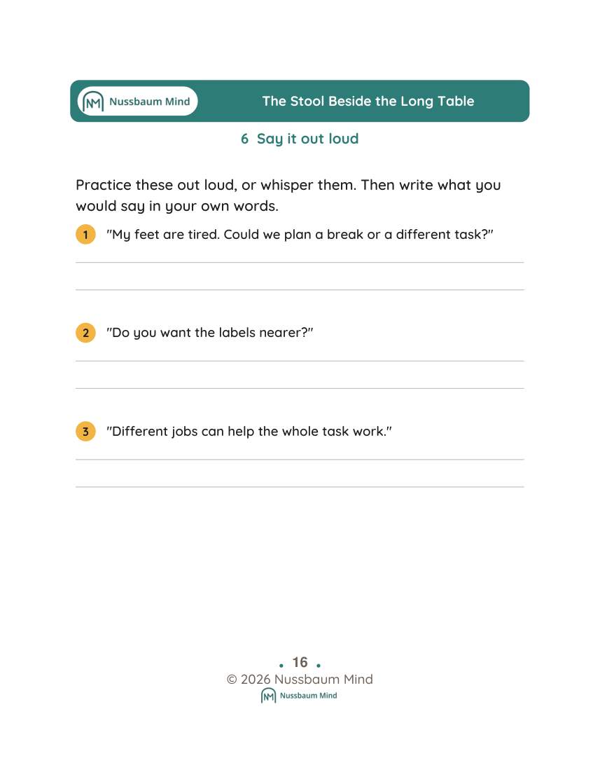 The Stool Beside the Long Table activity page 6